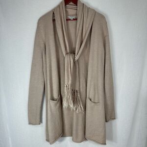 Holistia‎ Alpaca Blend Tan Duster Cardigan w Pockets Women’s Large Cozy Chic